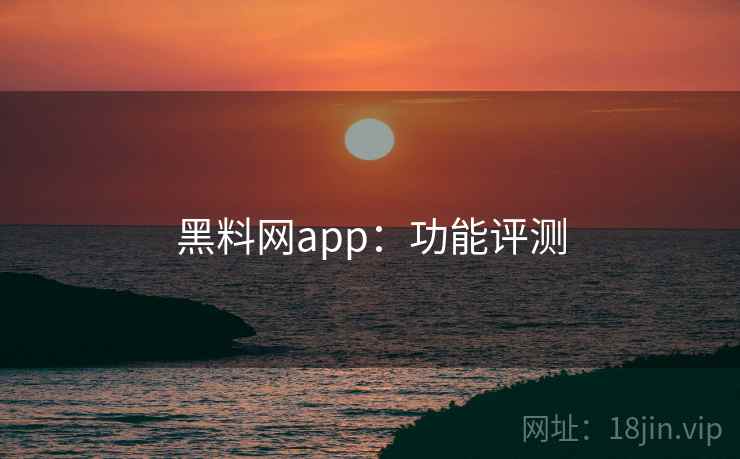 黑料网app：功能评测